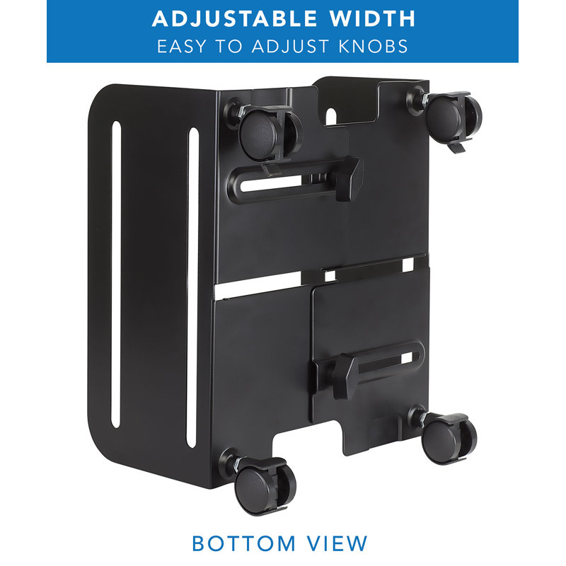 Adjustable Black Steel CPU Cart with Wheels