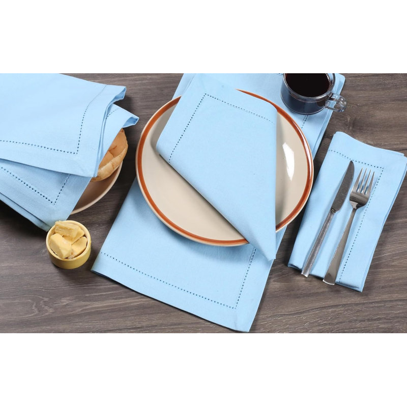 Serviettes de table en coton bleu turquoise 50 x 50 cm, ensemble de 12