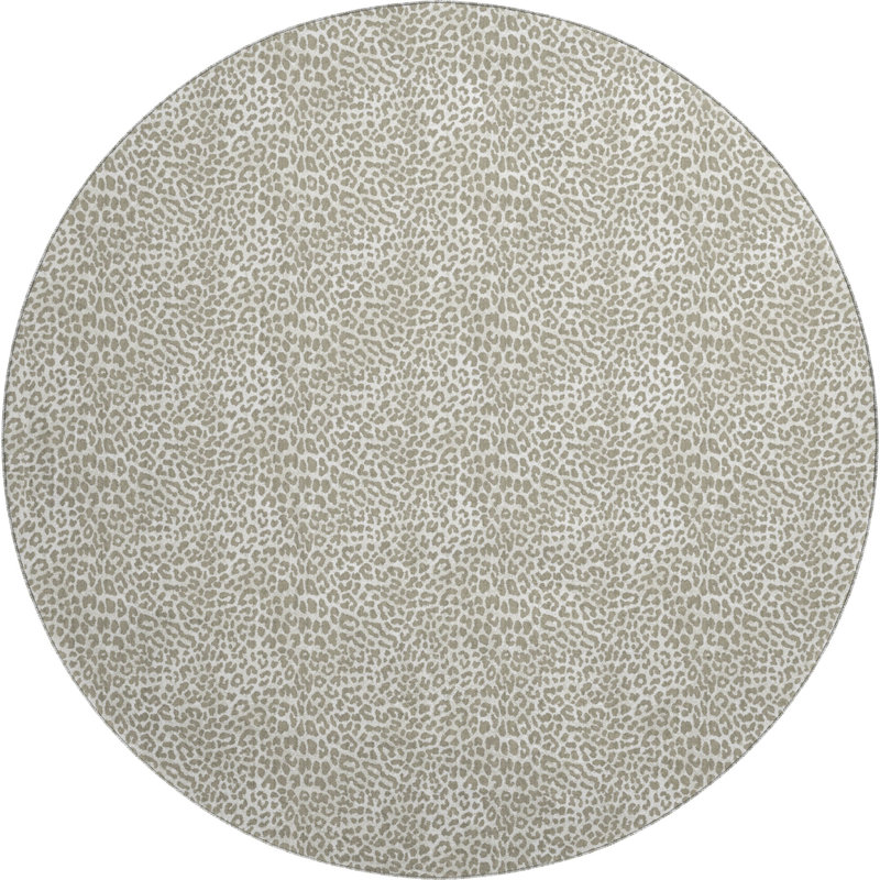 Premium Machine Washable Kishonna AMF43 Taupe Rug, Round 8'