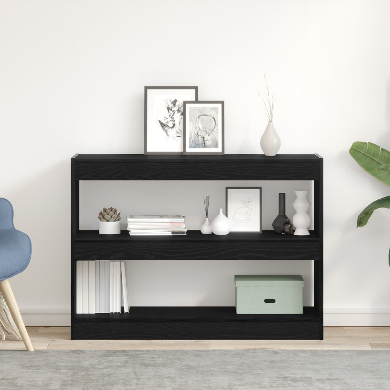 Book Cabinet Bookcase, Black Oak, (2 Shelves) 71.5cmH x 100cmW x 30cmD