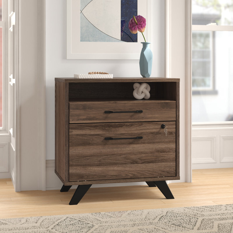 Boneita 29'' Wide 2 -Drawer File Cabinet, Natural Walnut