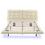 Grand lit plateforme en cuir PU avec tête de lit capitonnée, lumières DEL, sans sommier, facile à assembler, blanc-893587538
