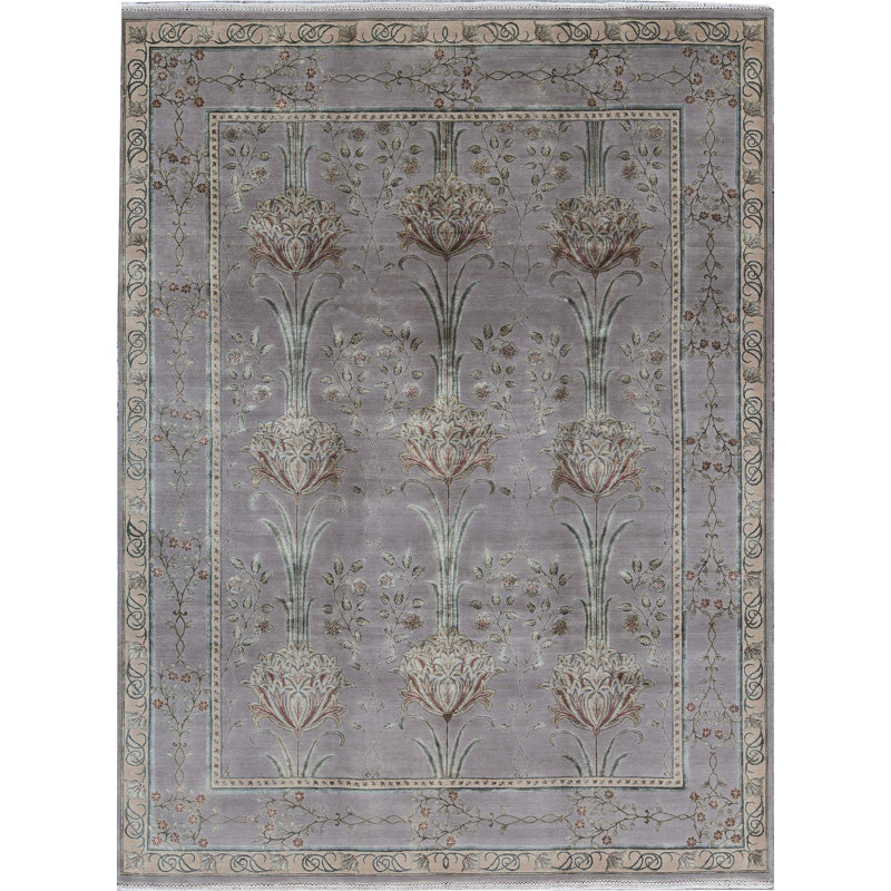 Tapis beige et beige noué à la main de haute qualité