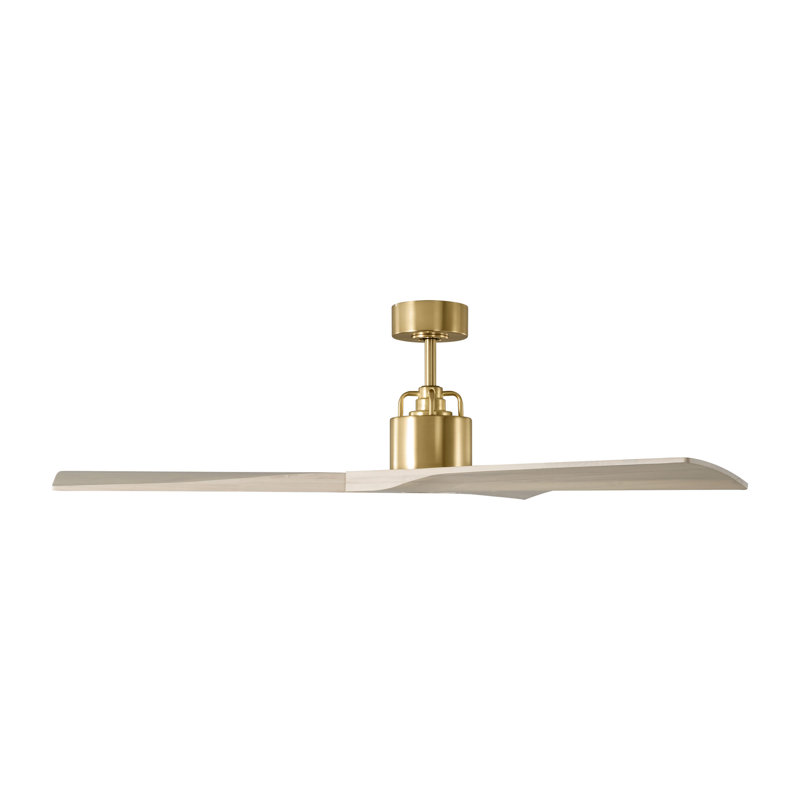 Visual Comfort Fan Alma Smart 52 Indoor Ceiling Fan with Natural Honey blades and Handheld Remote, Burnished Brass