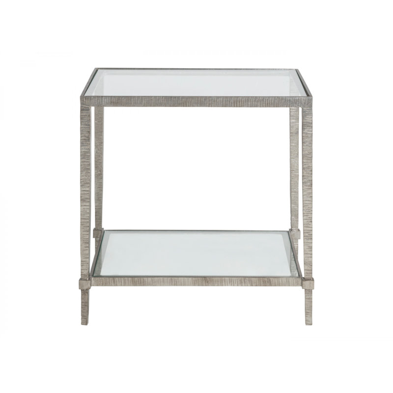 Metal Designs Claret Rectangular End Table, Silver Leaf