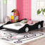 Lit de voiture de course avec roues, taille double, noir. Matériaux. Attrayant et confortable. Taille de plateforme noire 87,4 po x 55,3 po 16,1 po. Fabrication. Espace de couchage confortable.