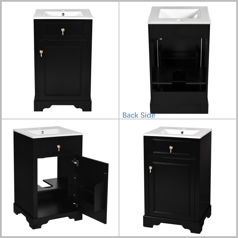 Meuble-lavabo de 20 pouces, Noir