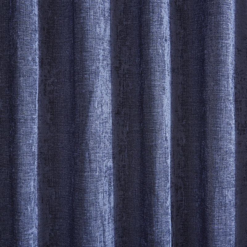Indigo Pleated Sheer Polyester Curtain Panel, 50" W x 96" L
