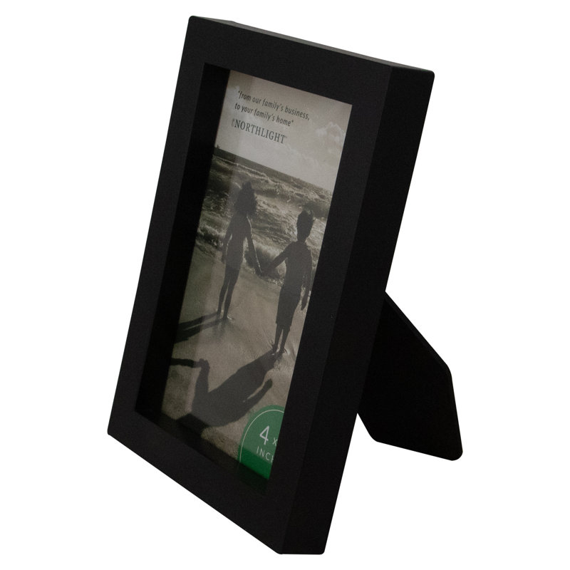 7.25" Solid Rectangular 4" x 6" Photo Picture Frame with Easel Back - Matte Black