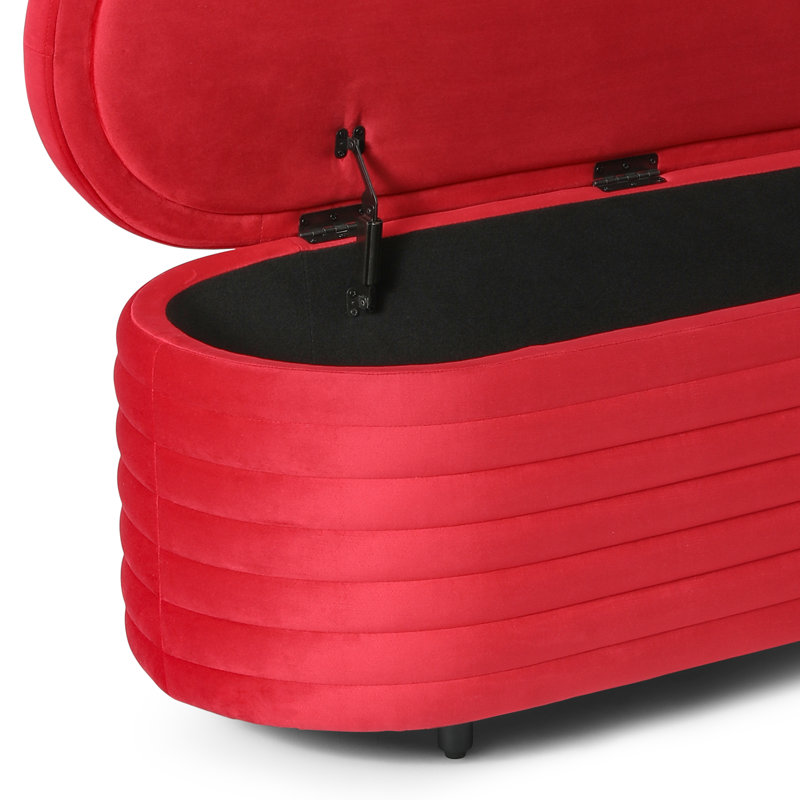 Farrah Upholstered Storage Bench, 18.1" H x 54" W x 19" D, Red