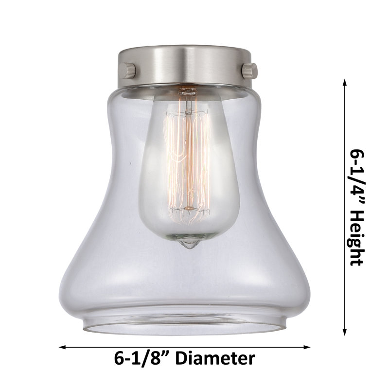 Wheeler Glass Flush Mount, Polished Nickel, Matte White, 6 Watt Vinage LED Bulb