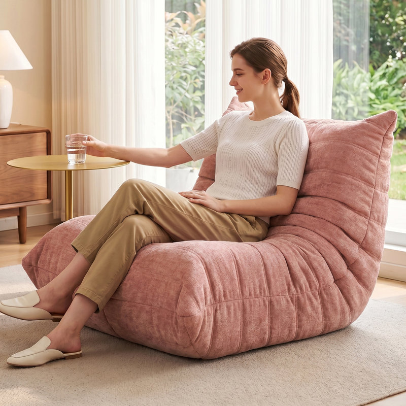 Fauteuil à billes - Mousse à haute résilience, dossier incurvé ergonomique, fauteuil de plancher léger pour petits espaces