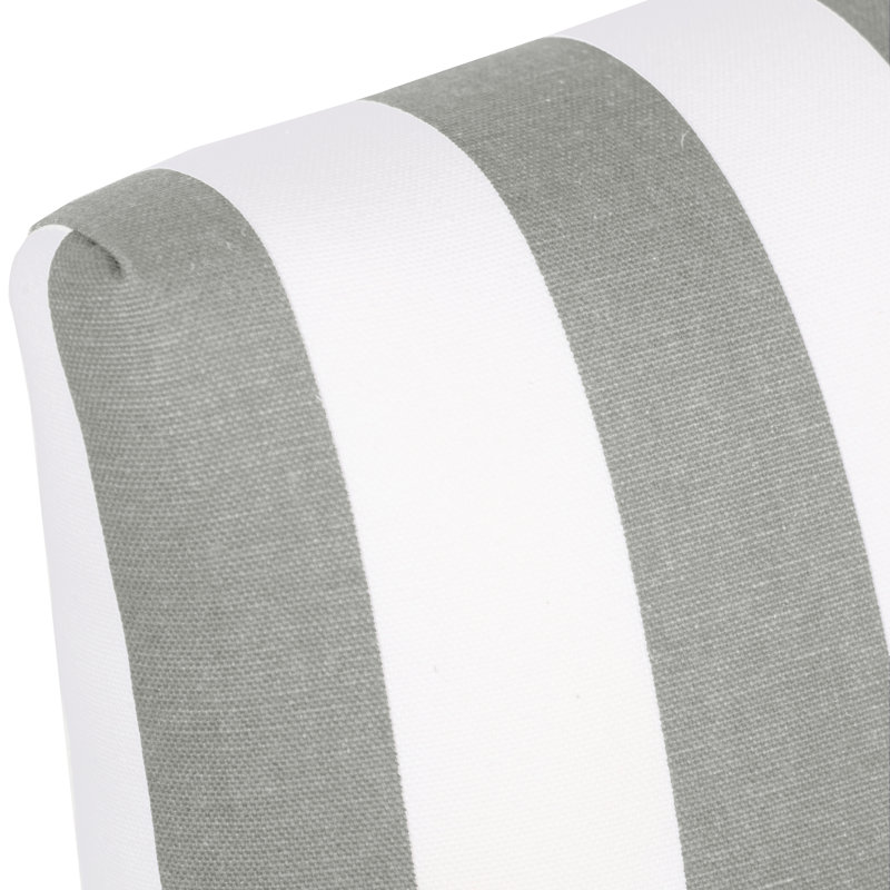 Ilse 20'' H Cotton Upholstered Dining Chair, Canopy Stripe Grey White, Dark Walnut