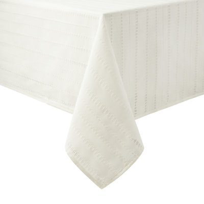DRAPER JAMES Leno Weave Woven Tablecloth, 100% Cotton, Machine Washable, White, 60"x84"