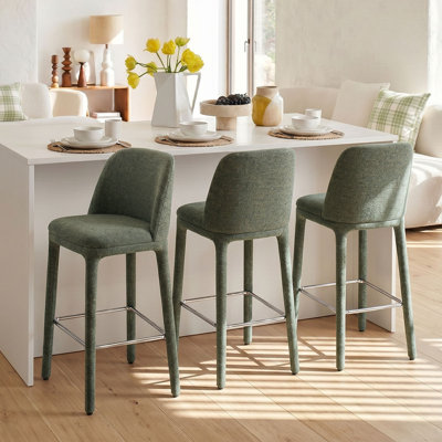 26.5" Modern Fully Upholstered Fabric Counter Stool (Set of 3)