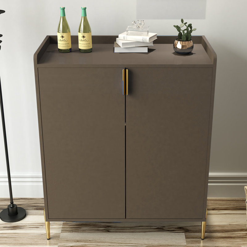 2-Doors Bar Cabinet Wine Storage Cabinet, Brown