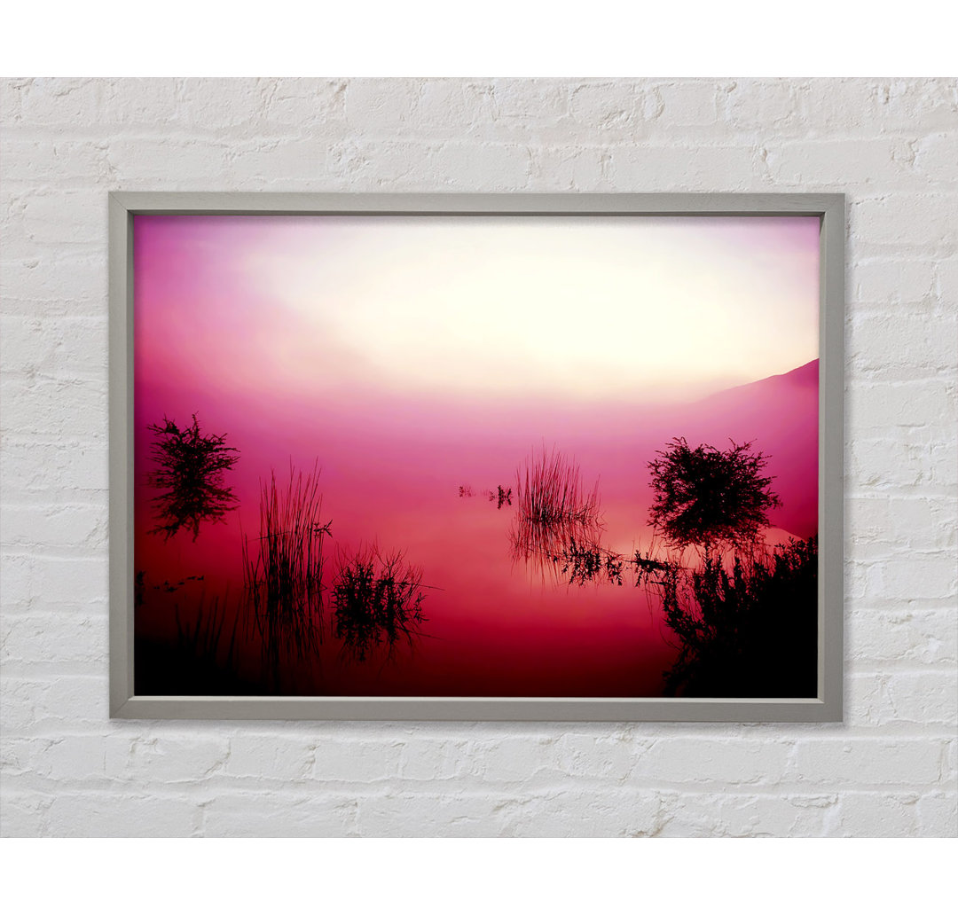 Pink Misty Lake - Einzelner Bilderrahmen Kunstdrucke auf Leinwand