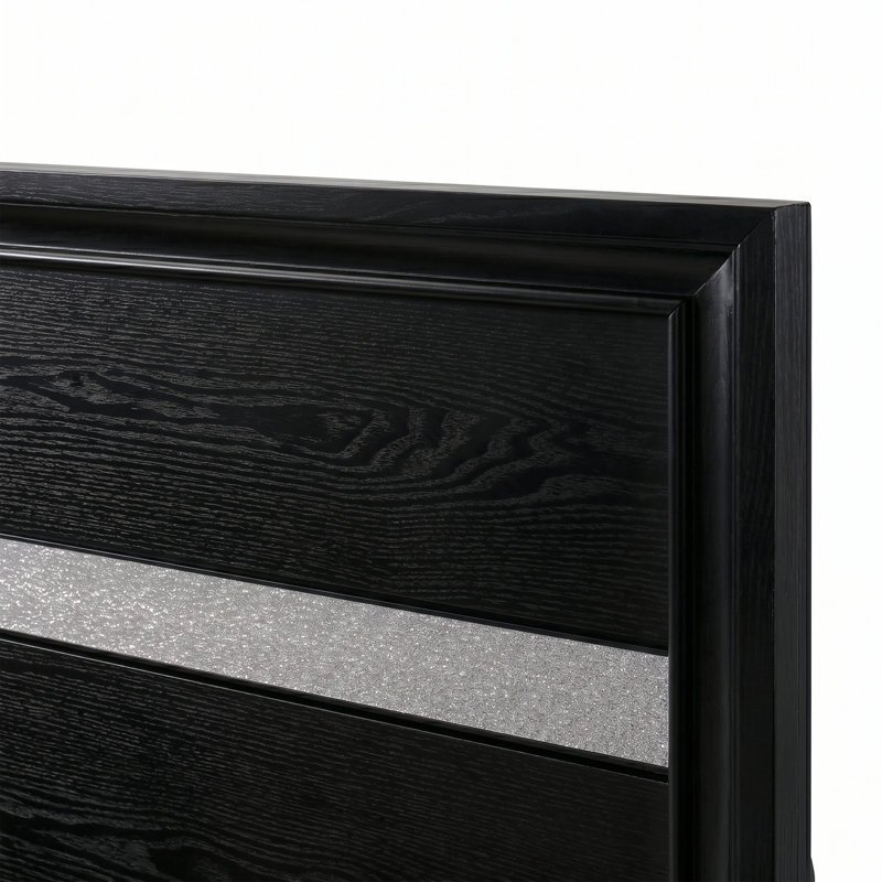 Sana Solid Wood Platform Bed, Queen, Black