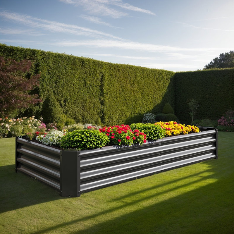 Rectangle Metal Raised Garden Bed (), 11.81" H x 35.83" W x 70.87" D, Black