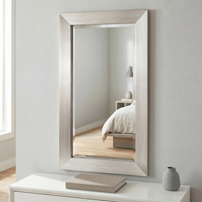 Miroir décoratif biseauté rectangulaire brossé champagne moderne 15,75 po x 27,75 po