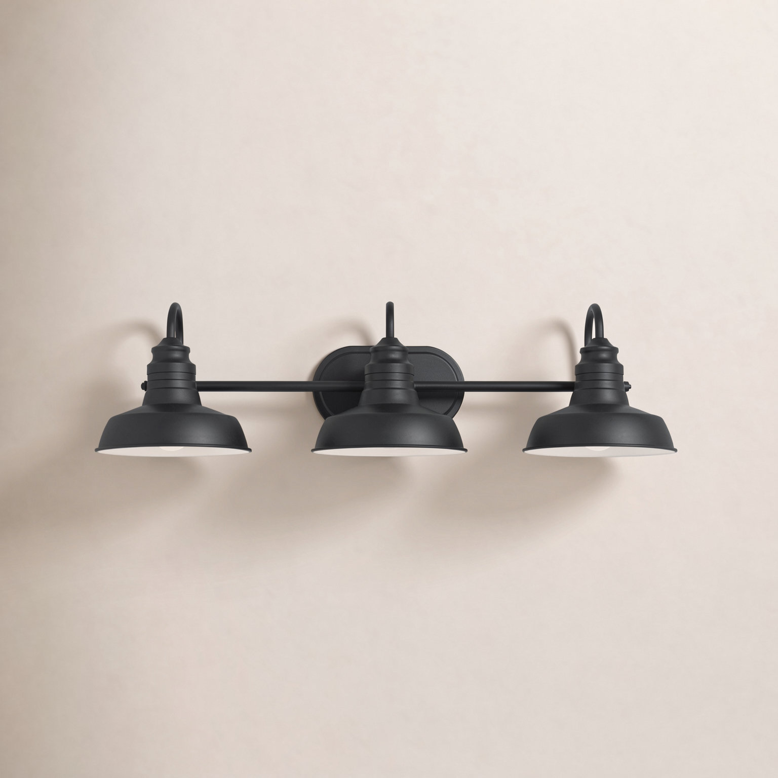 3-Light Vanity Light, Matte Black