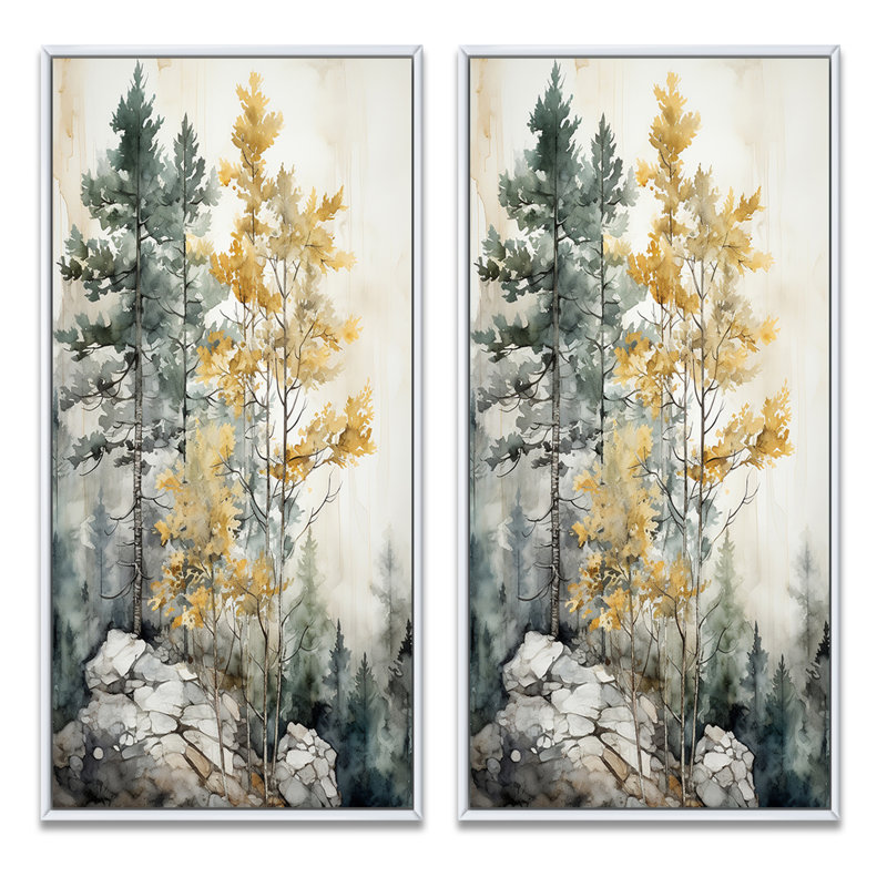 Forest Minimalisme des Gardiens «Forest Minimalisme des Gardiens» 2 - Pièces sur, Cadre blanc, H 32 po x l 32 po