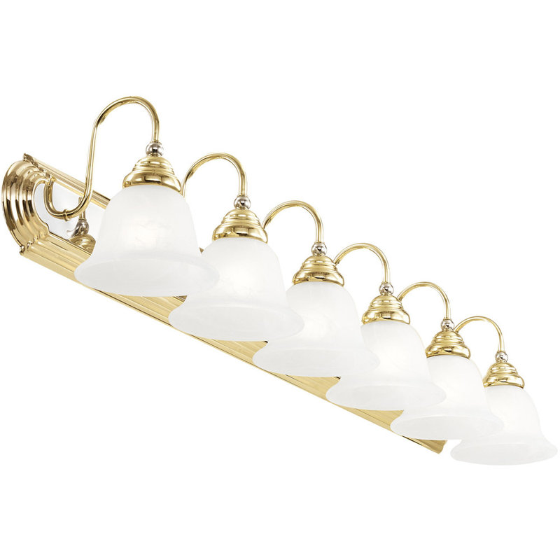 6 - Light Vanity Light, Polished Brass/Polished Chrome