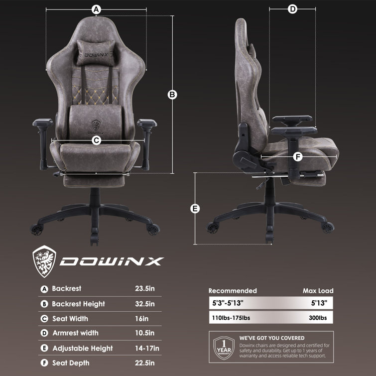 Dowinx Adjustable Reclining Ergonomic Swiveling PC & Racing Game Chair