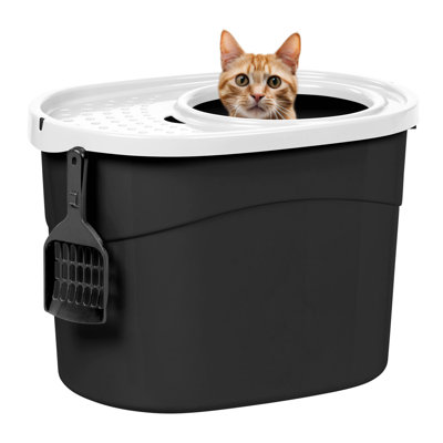 Iris Large Top Entry Cat Litter Box with Litter Catching Lid & Scoop