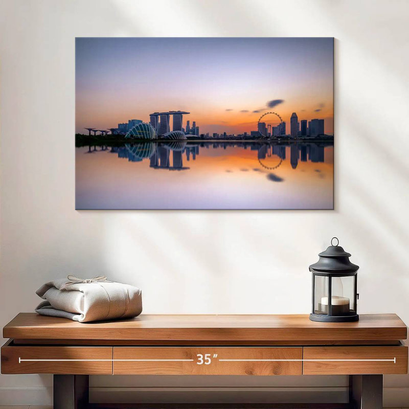 Sirci, singapour, coucher de soleil, horizon, H 16 po x l 24 po