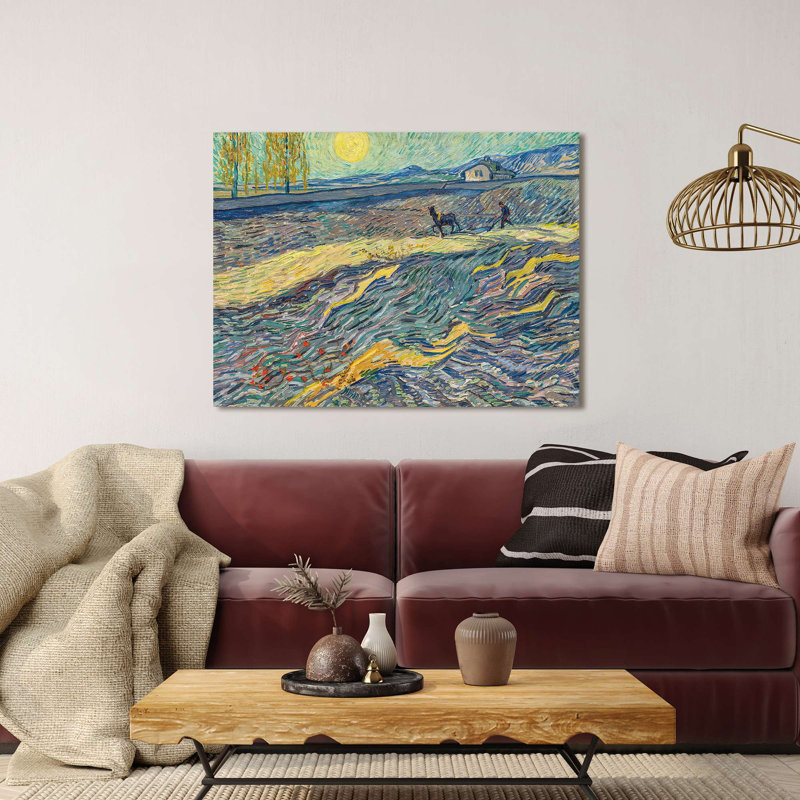 Field With Ploughing by Vincent Van Gogh - Wrapped Canvas Print, 60cm H x 80cm W