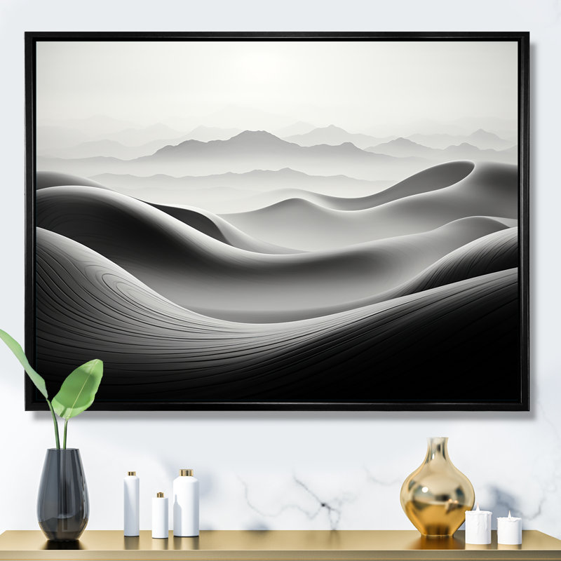 «Black and White Rivers», impression sur toile, Cadre flottant noir, H 24 po x l 32 po x P 1 po