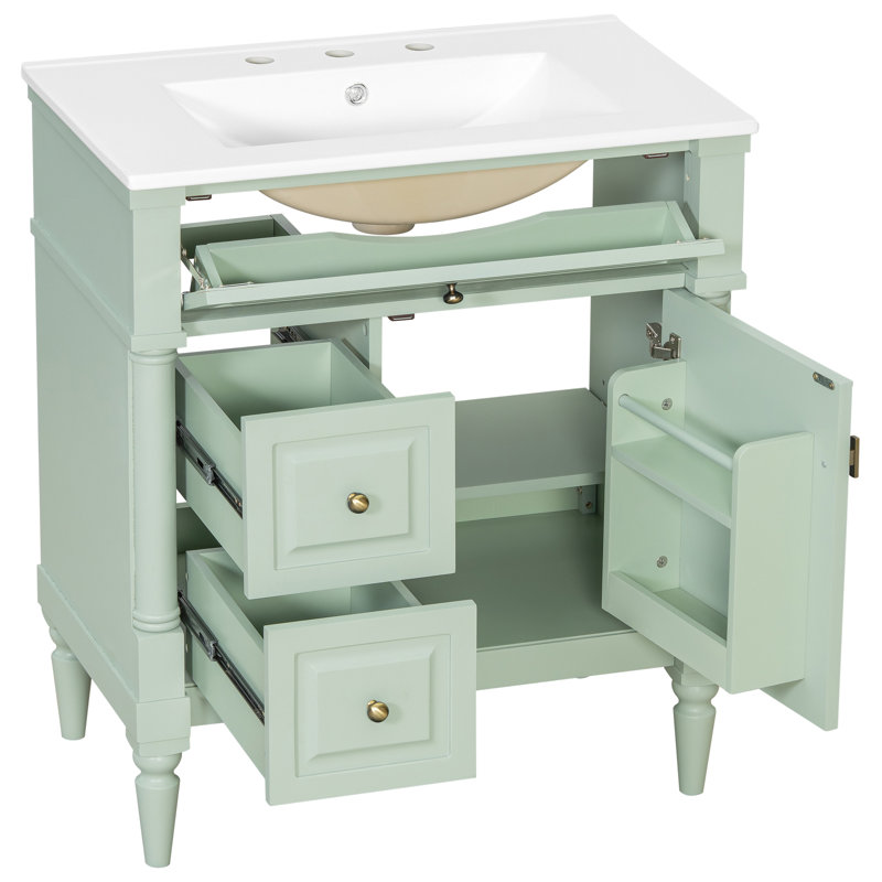Meuble-lavabo de salle de bain avec lavabo, Vert