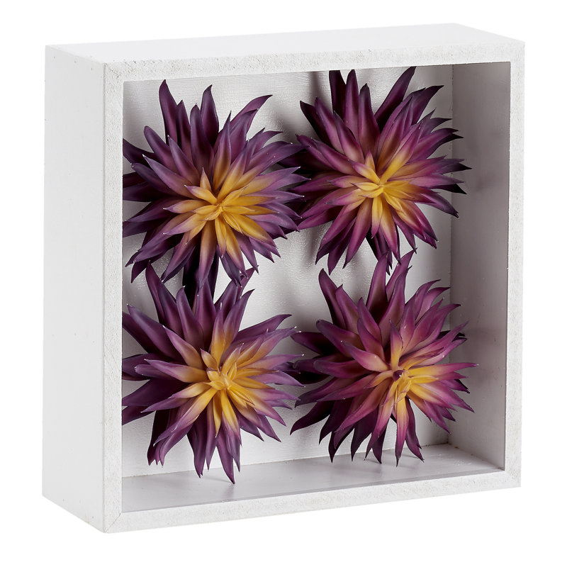 12'' Faux Succulent in Wood Planter, White, Pink/Green