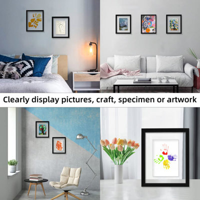 Floating Picture Frames Set Of 6, 8X10 Floating Frame With Double Glass For 4X6, 5X7 Or Full Display 8X10 Photo, Desktop Or Wall Hanging, Black