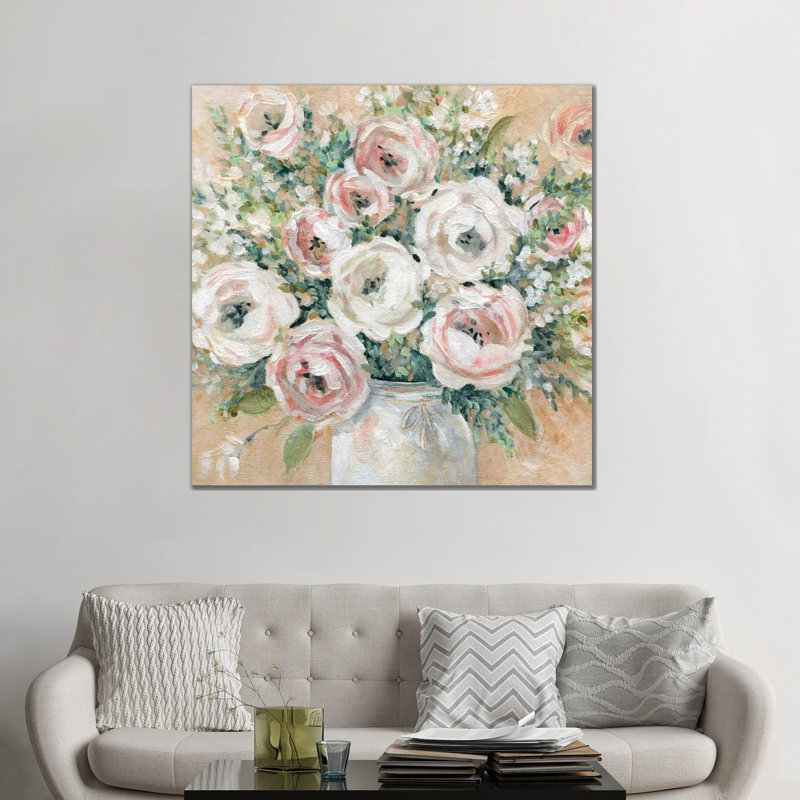 Reproduction d’art joli rose par Carol Robinson, Pas de tapis, Toile tendue, H 48 po x l 48 po x 1,5 po