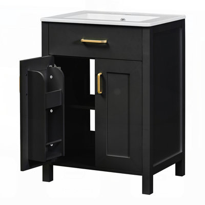 24-Inch Bathroom Vanity Combo with Ceramic Sink, Luxurious Space-Saving Design and Soft Close Doors