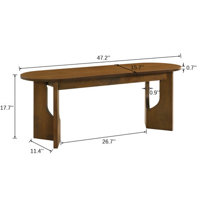47.2" W Solid Wood Retro Bench