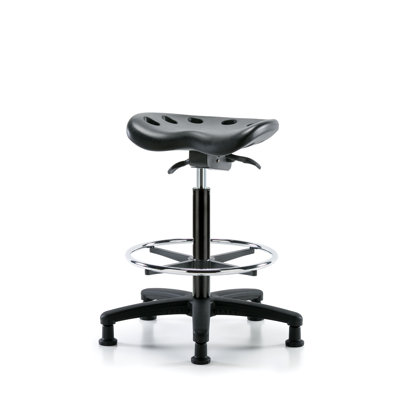 Adjustable Height Ergonomic Lab Stool with Footring Pedestal Base