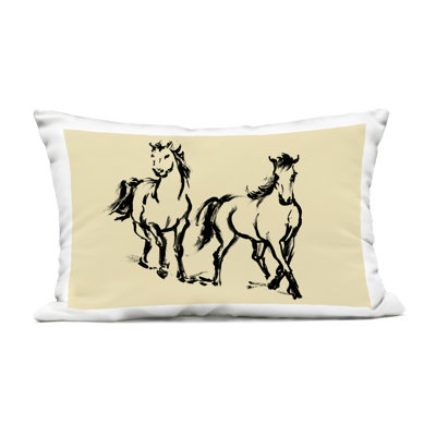 Horses in Motion Gesture Outdoor Printed Pillow design by Victoria Barnes