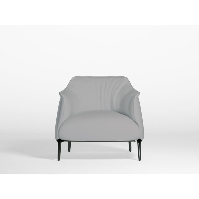 Fauteuil assorti en cuir de 33 po de largeur Wojtala, Cuir assorti gris anthracite