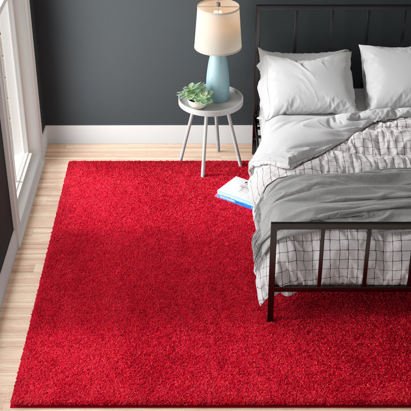 Saniha Shag Performance Solid Color Rug, Rectangle 6' x 9'