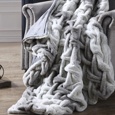 Modern Threads Faux Fur Reverse to Flannel Oversized Braided Throw