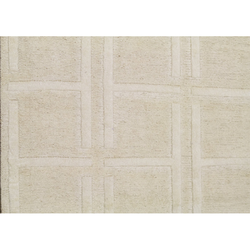 Hand-Knotted High-Quality White Area Rug