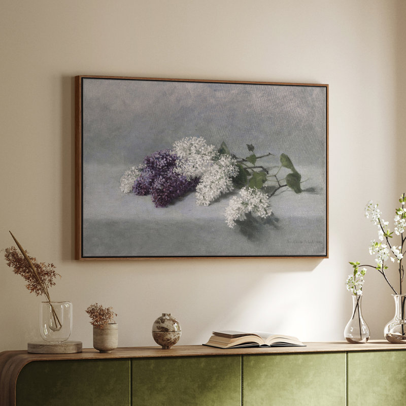 Paysage rétro -DCCLxxxiv, Toile encadrée noyer flottant, H 25 po x l 37 po x P 2 po
