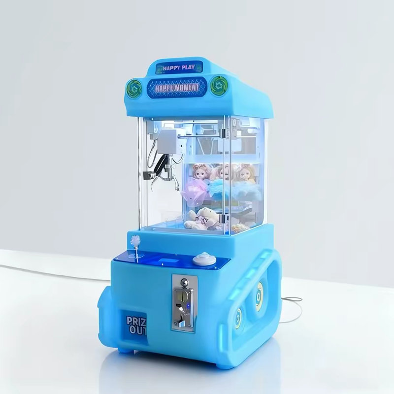 Machine à pince de table lumineuse, à pièces, avec manette, idéale pour les salles de jeux à domicile, les fêtes d'anniversaire et les moments de détente en famille, bleue.