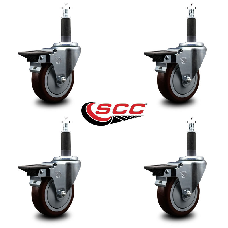 Ensemble de roulettes extensibles 1 po en poly avec pivot SCC