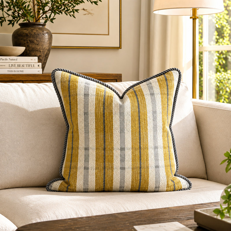 Oreiller Roper moutarde 24 x 24, 24 po x 24 po, Jaune