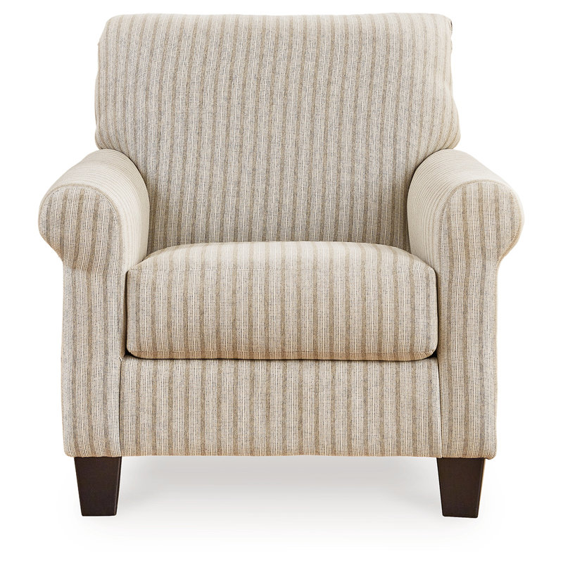 Contemporary Beige Striped 36" Manufactured Wood Accent Chair