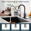 Robinet de cuisine en acier inoxydable avec pulvérisateur rétractable et distributeur de savon - Arc haut, 3 modes, poignée simple pour maison de campagne, véhicule récréatif, bar, acier inoxydable moderne-113856494